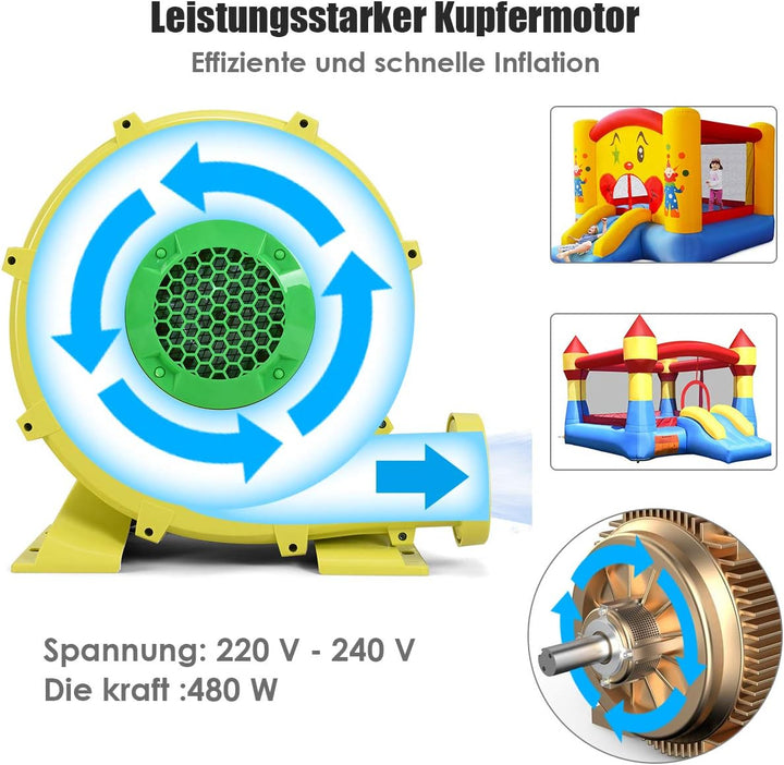 COSTWAY 350W Gebläse Luftpumpe Ventilator Windmaschine Lüfter elektrisch für aufblasbare Spielzeuge