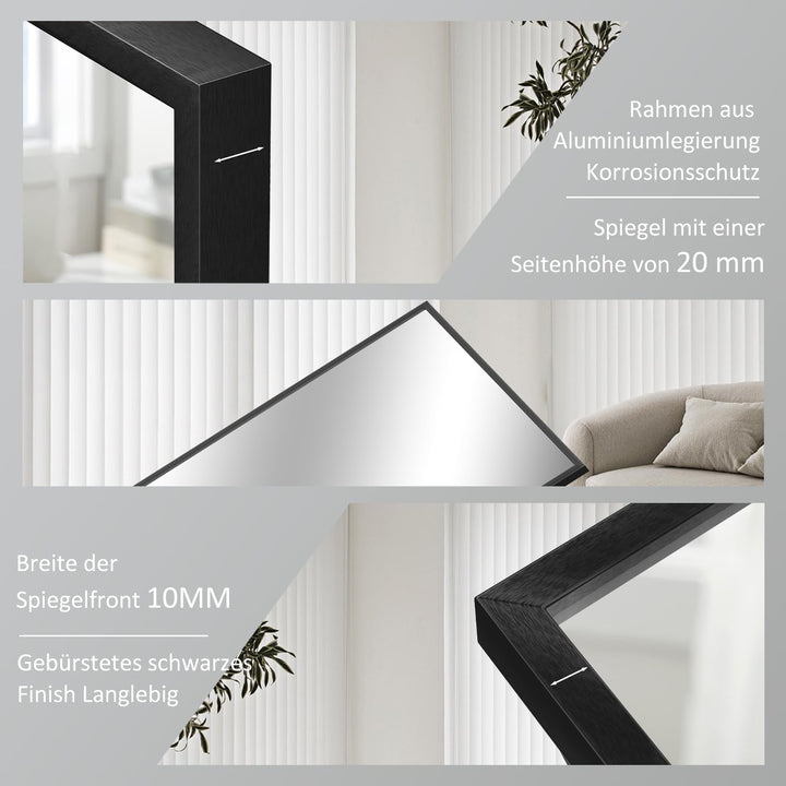Goezes Spiegel Schwarz 50x70cm Badspiegel Badezimmerspiegel Schwarz Spiegel Metallrahmen Dekorative