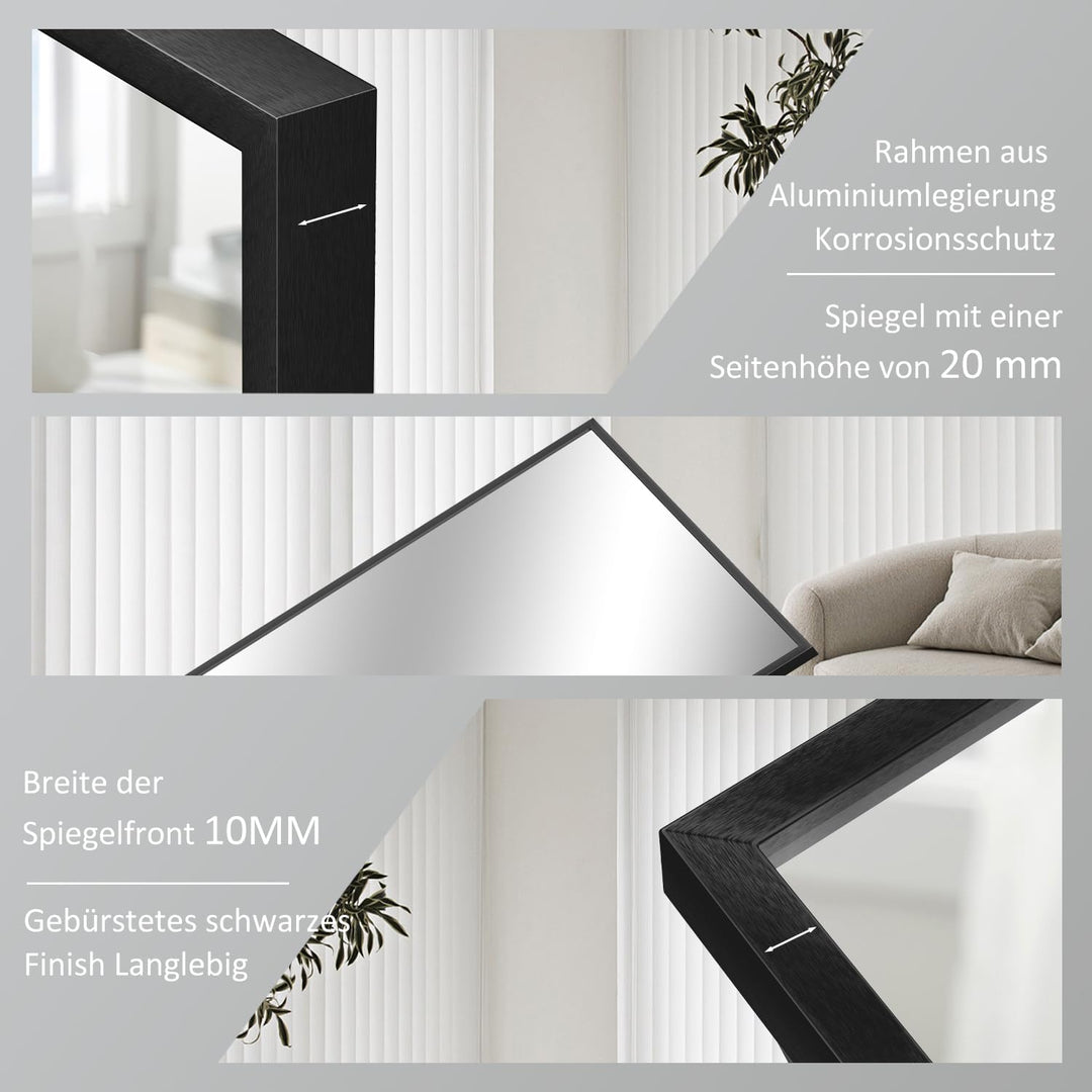 Spiegel Schwarz Wandspiegel 40x60cm Rechteckiger Metallrahmen Badspiegel Badezimmer Wandmontage Bade