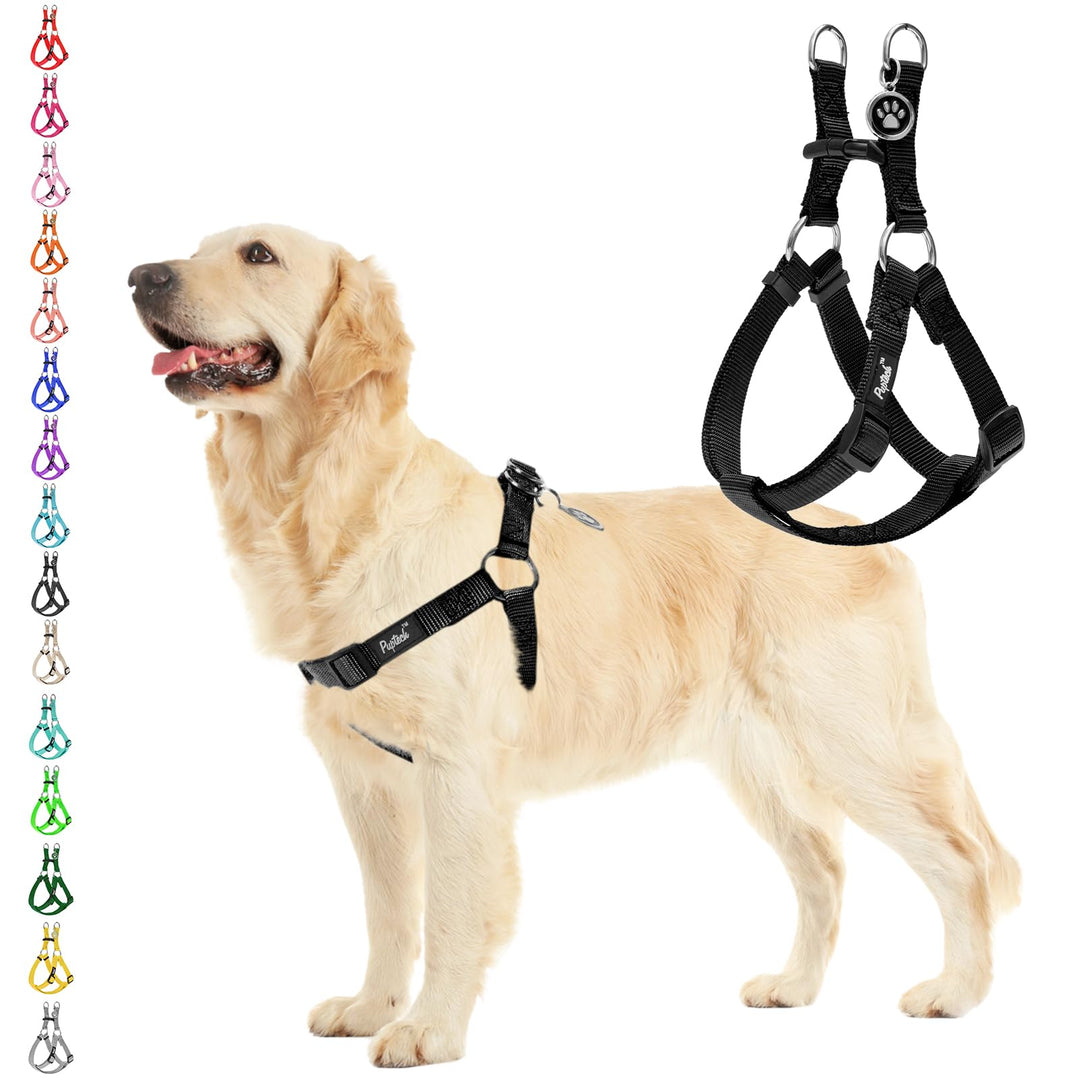 PUPTECK Hundegeschirr, kein Ziehen, weich, verstellbar, Nylon, zum Einsteigen im Freien, mit Erkennu