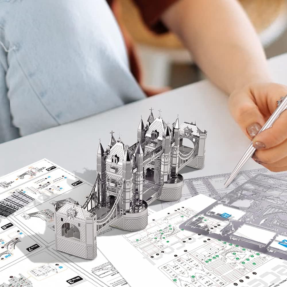 Piececool Metall Puzzle 3D London Bridge, Berühmte Gebäude 3D Puzzle Modellbausatz Erwachsene, 3D-Pu