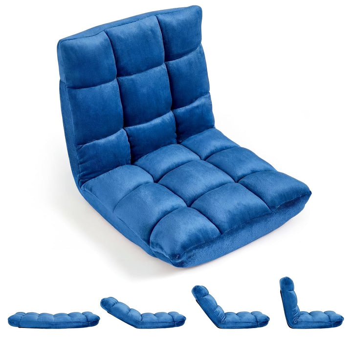 RELAX4LIFE Bodenstuhl klappbar, Bodensessel mit Liegefunktion (Blau) | Bodensitz mit Verstellbarer R