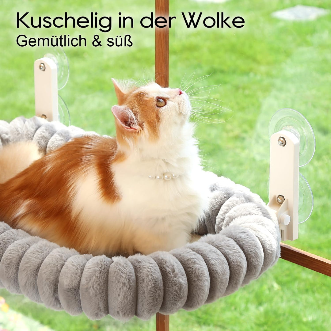 Zakkart SnugCloud Faltbare Katzen-Fensterstange – kabellos, ultraweich, maschinenwaschbar, Bett mit