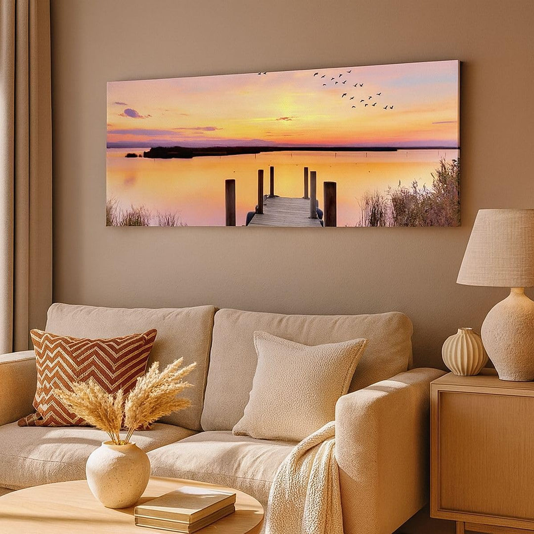 Wandbilder Dekoration Wohnzimmer Fussgängerbrücke Sommer Menschen Liebe Bilder auf Leinwand 120x50cm