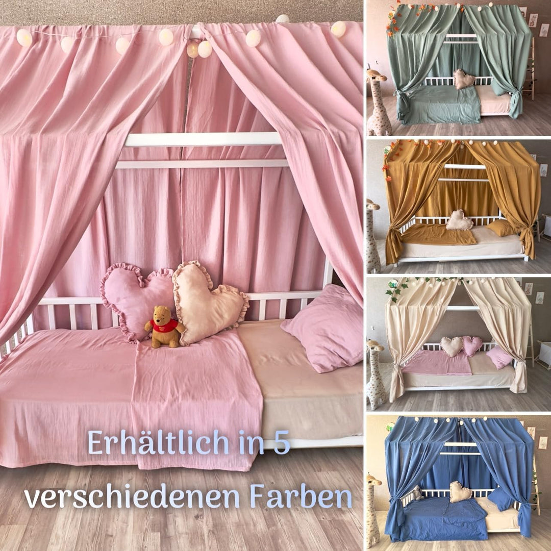 Baby Fancyroom extra breiter Betthimmel für Kinderbett Hausbett Himmel Vorhang Baldachin 100% Baumwo