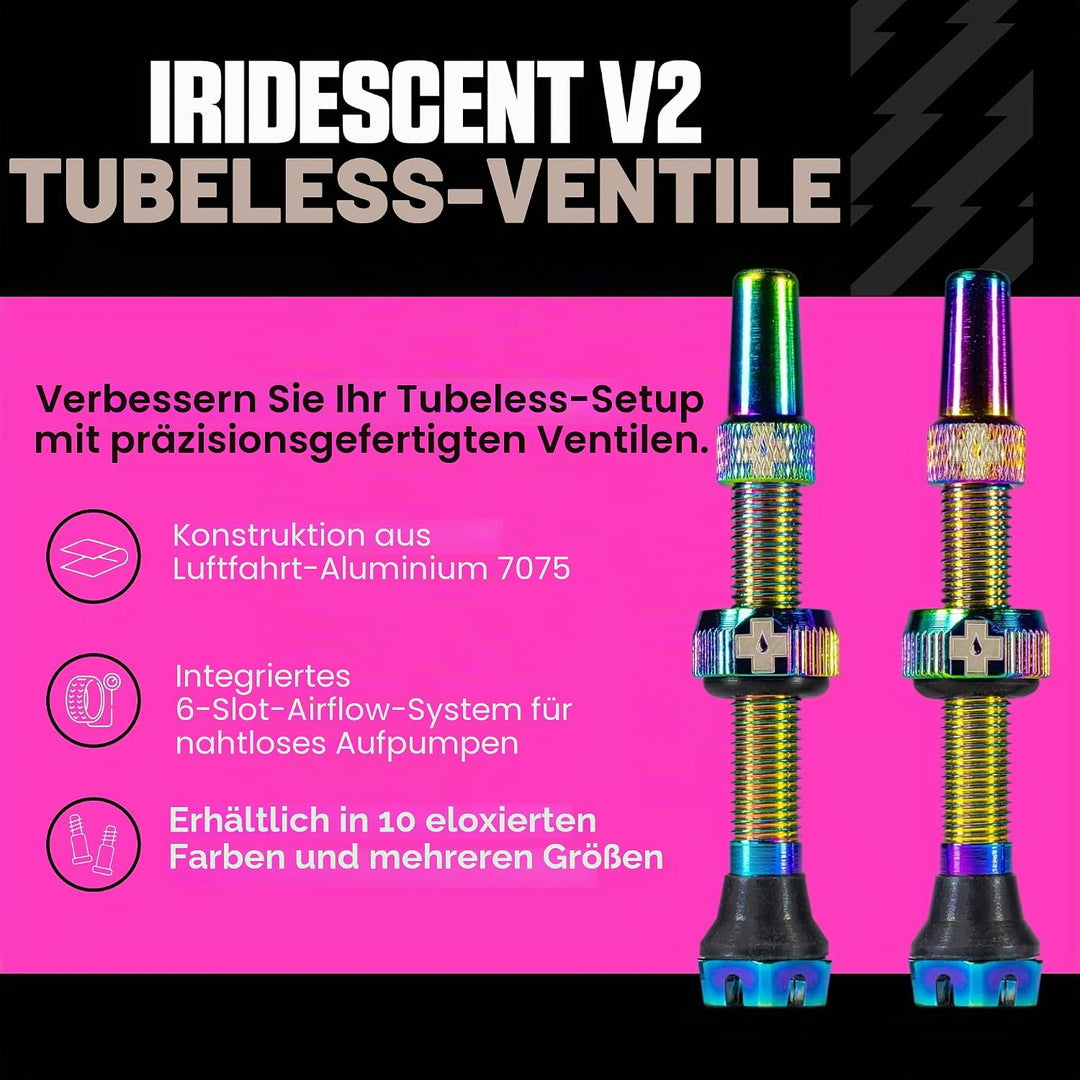 Muc-Off Unisex-Erwachsene Regenbogenfarbige, 44 mm Presta Tubeless Ventile, 44mm Single, Single
