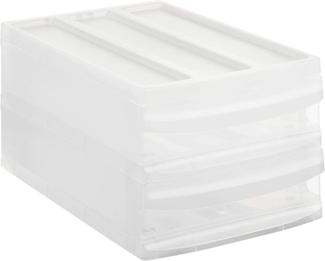 Rotho Systemix Schubladenbox mit 2 Schüben, Kunststoff (PP) BPA-frei, transparent, M Duo (39.5 x 25.