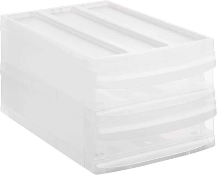 Rotho Systemix Schubladenbox mit 2 Schüben, Kunststoff (PP) BPA-frei, transparent, M Duo (39.5 x 25.