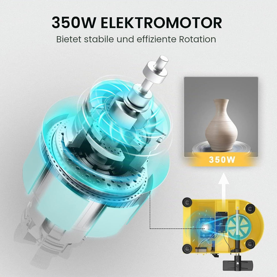 VAYOTOY Elektrische Töpferscheibe Maschine 25CM 350W Keramik Clay Maschine Professionelle Töpfersche