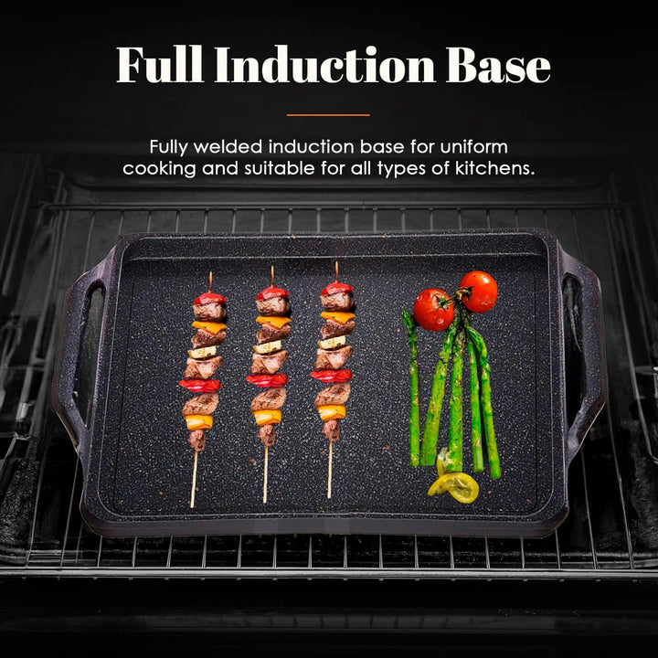 WECOOK! Ecochef Titan Grillplatte, Induktion Griddle-Pfanne 37 X 25 cm, Aluminiumguss, 5mm Dicke, Si