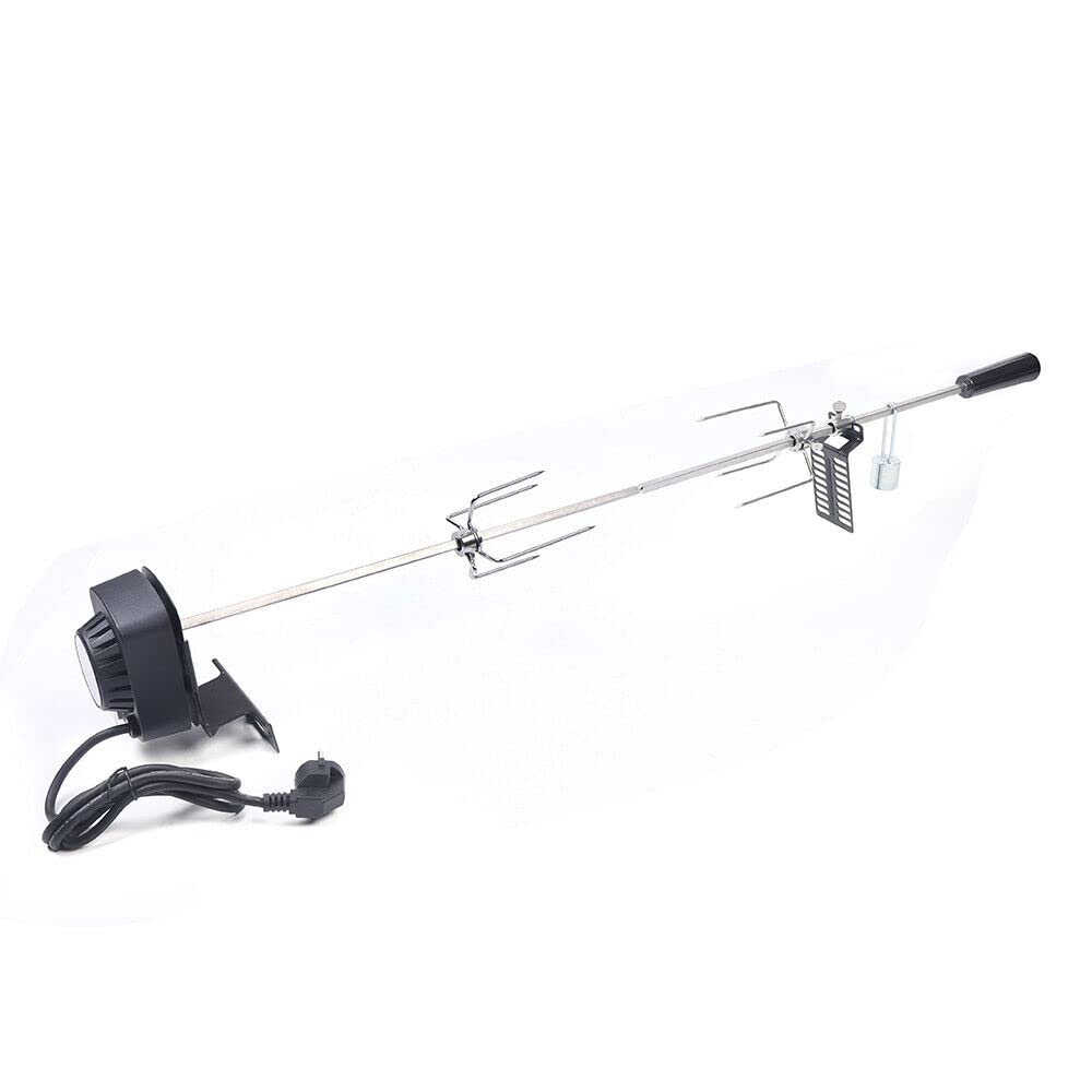 Edelstahl Grillspiess Motor Set Ø80cm BBQ Fleischklammer mit Motor inkl Fleischnadeln Automatisch Gr