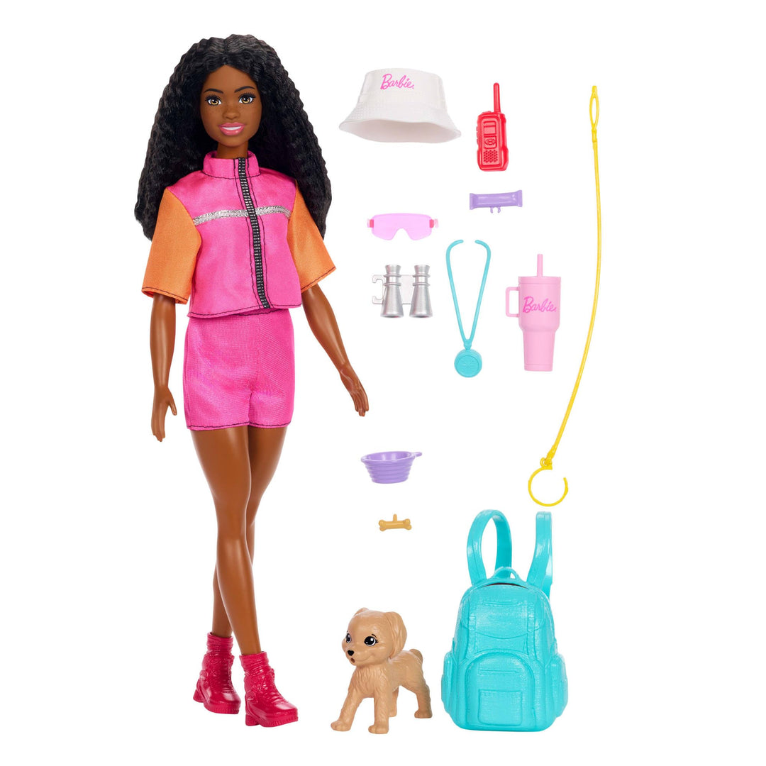 Barbie Outdoor-Abenteuer Modepuppe Brooklyn“ im Abenteueroutfit mit mehr als 10 Zubehörteilen zum Th
