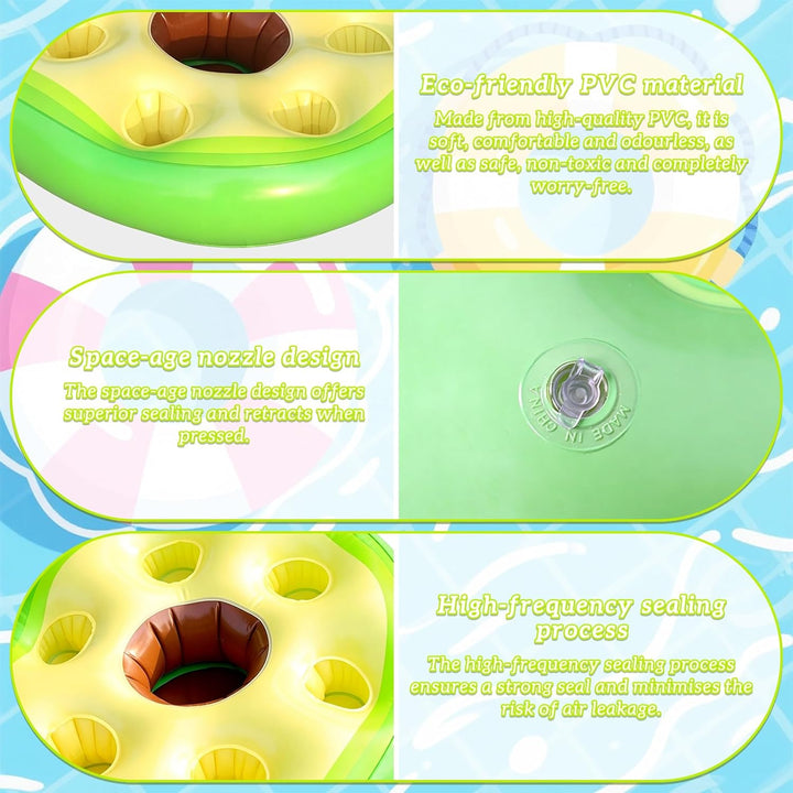 Pool Bar Aufblasbarer Getränkehalter, 2 in1 Avocadoform Getränke Snackhalter, 8 Löcher Grosse Kapazi