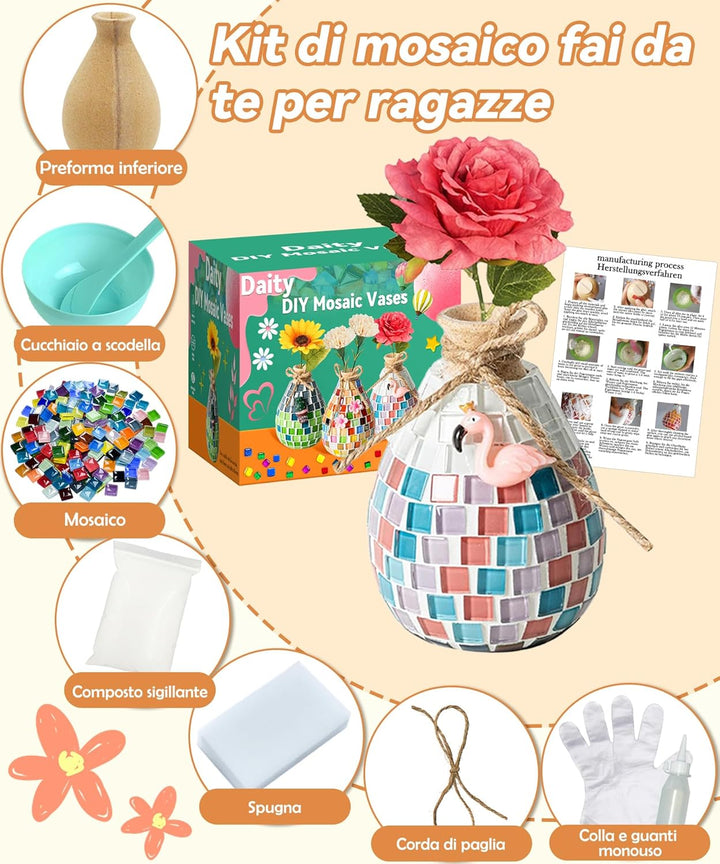 Daity Mosaik bastelset Kinder 7 8 6 10 9 11 Jahre Geschenk Mädchen 6-12 Jahre Mosaik Basteln Set Geb