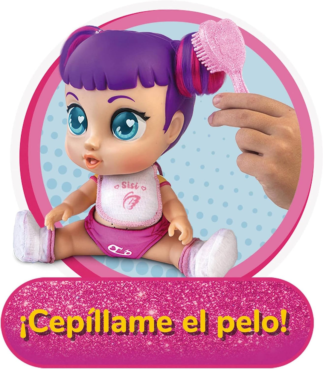 Super Cute - Super süsse Superheldin Sisi Puppe mit Flasche, wendbare Kleidung und Zubehör Interakti