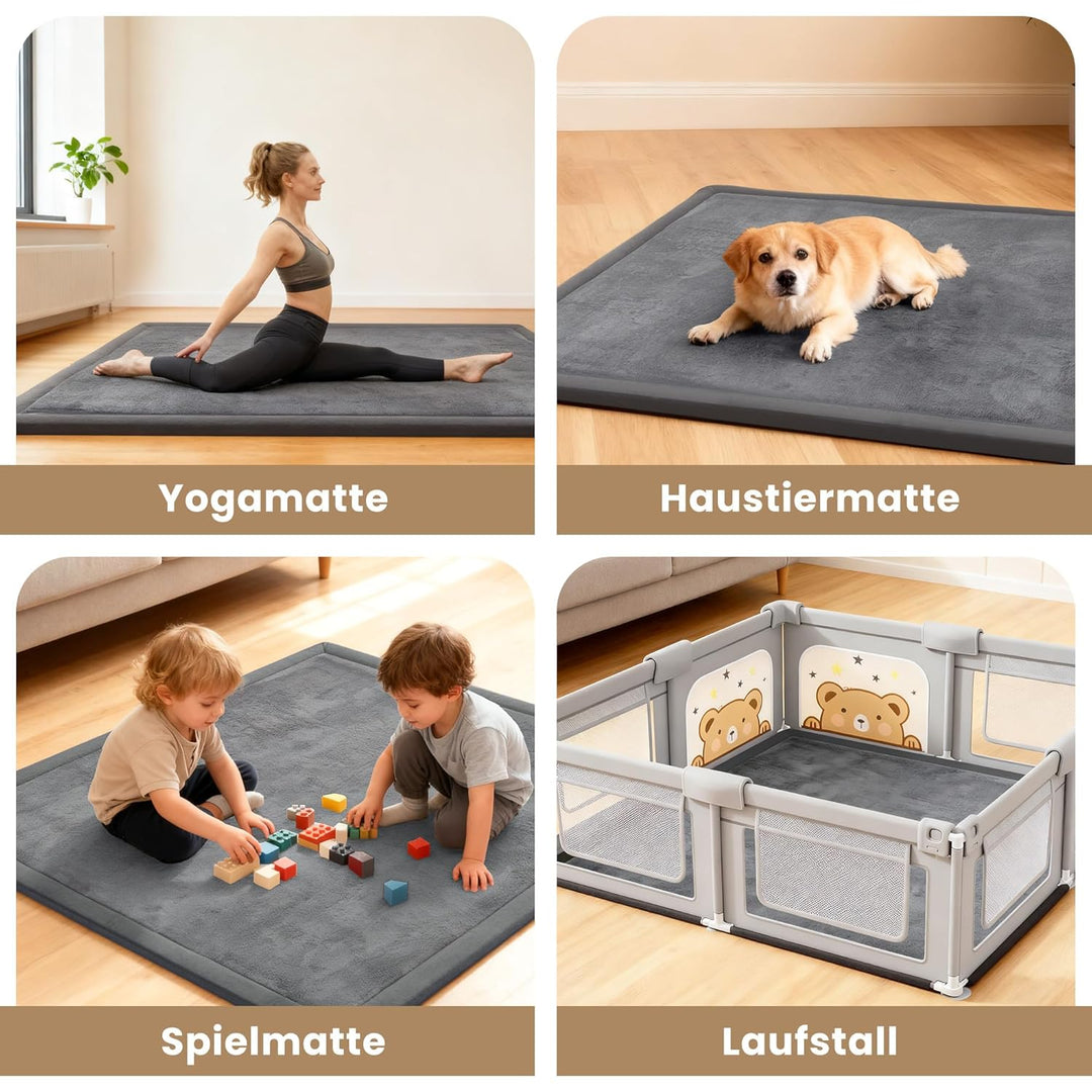 ACOMOPACK Baby Krabbelmatte 127x127x3.5cm Dicke Spielmatte mit Schaumfüllung Rutschfester Unterseite