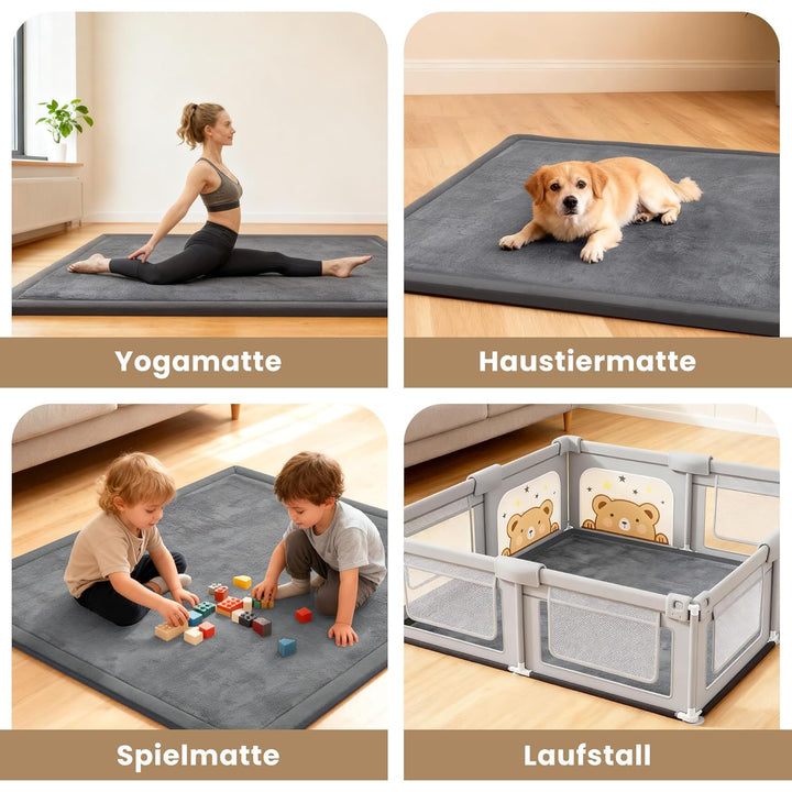 ACOMOPACK Baby Krabbelmatte 127x127x3.5cm Dicke Spielmatte mit Schaumfüllung Rutschfester Unterseite