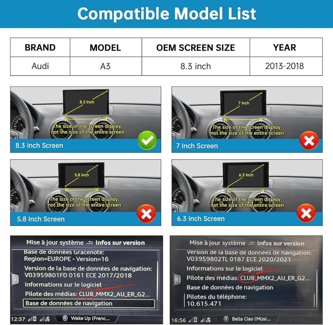 Ninetom Wireless CarPlay & Android Auto Retrofit Kit Decoder für 2013–2018 Audi A3/S3, unterstützt M