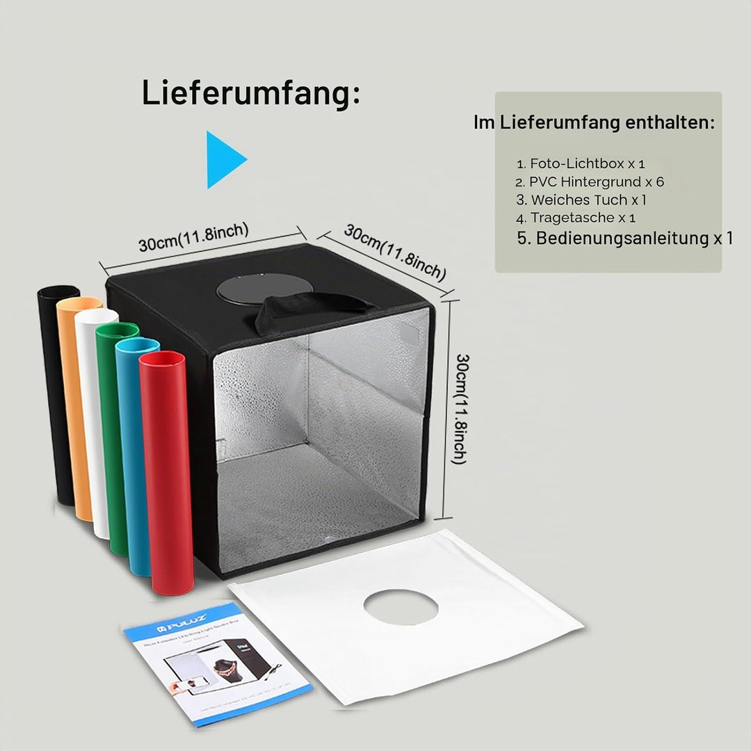 PULUZ 30cm Fotostudio lichtzelt Fotobox Photo Studio Box Fotozelt fotografiere Light Box mit 112 LED