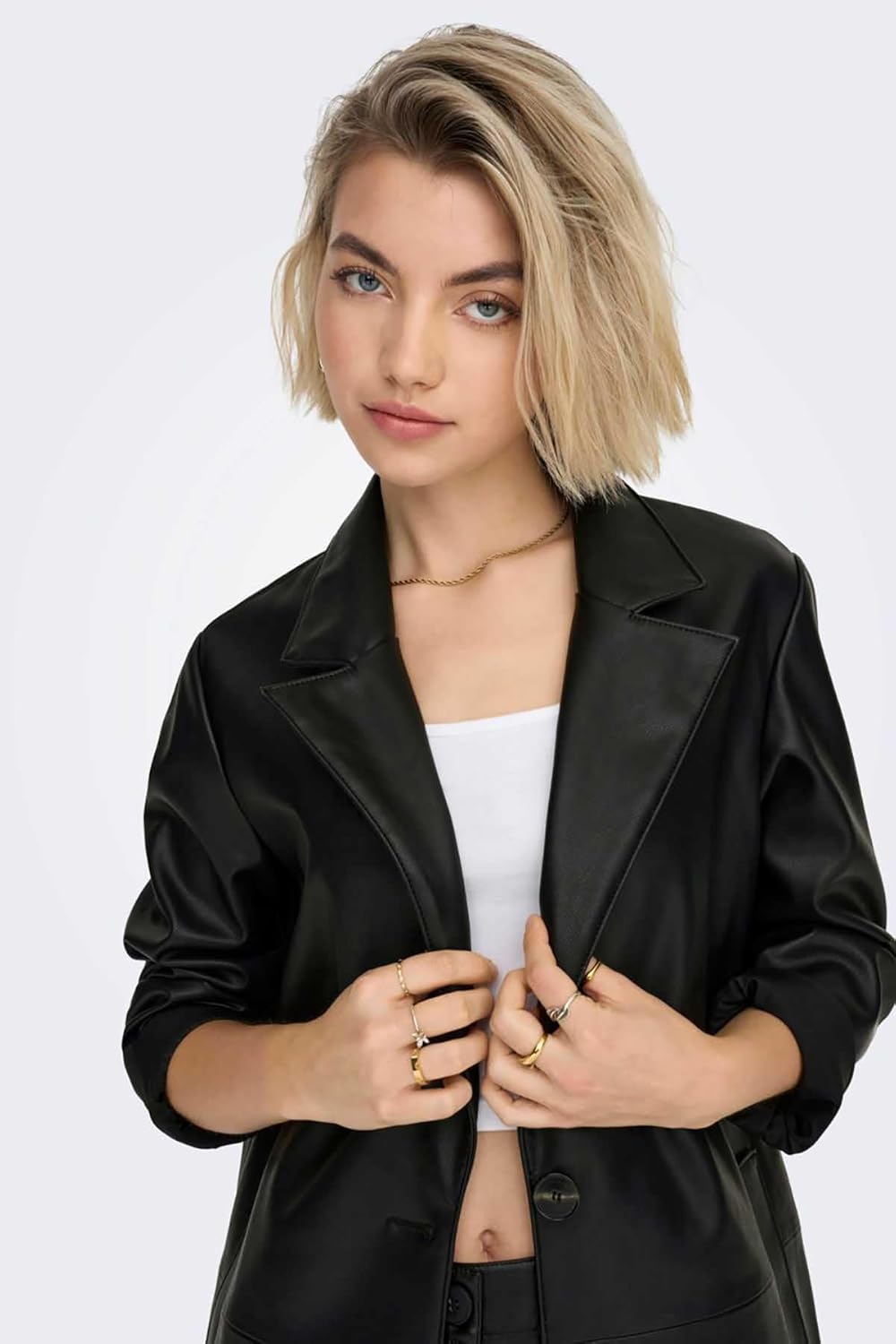 ONLY Damen Onlheidi Sus Sb Faux Leath Cc OTW Blazer XS Schwarz, XS Schwarz
