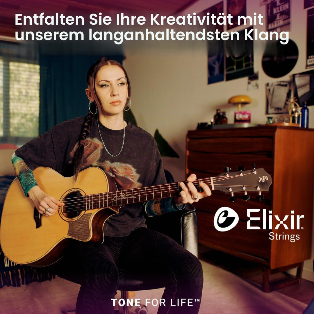 Elixir® 16152 Saiten Phosphor Bronze 12-saiter Akustik-Gitarrensaiten mit NANOWEB® Beschichtung, Lig