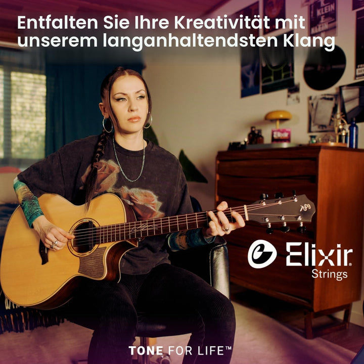 Elixir® 16152 Saiten Phosphor Bronze 12-saiter Akustik-Gitarrensaiten mit NANOWEB® Beschichtung, Lig