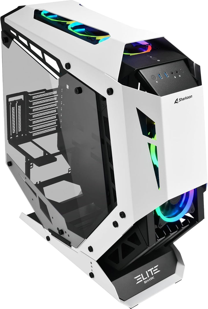 Sharkoon Elite Shark CA700, massives Design-PC-Gehäuse, ARGB, PCIe-Riser-Kabel zur vertikalen Grafik