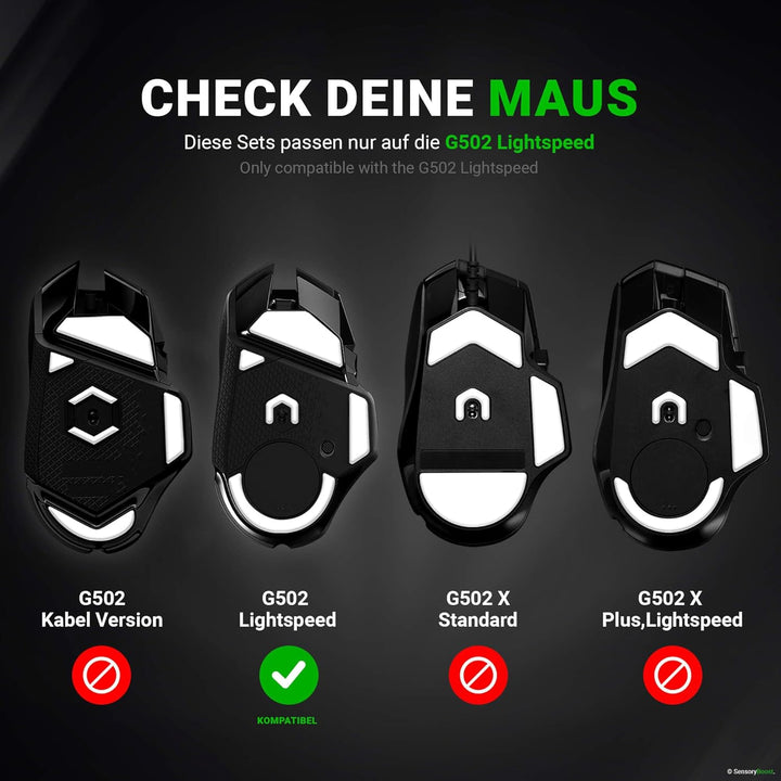 SensoryBoost HPS Glides (2er Set) kompatibel mit Logitech G502 Lightspeed - Balance aus Speed & Kont