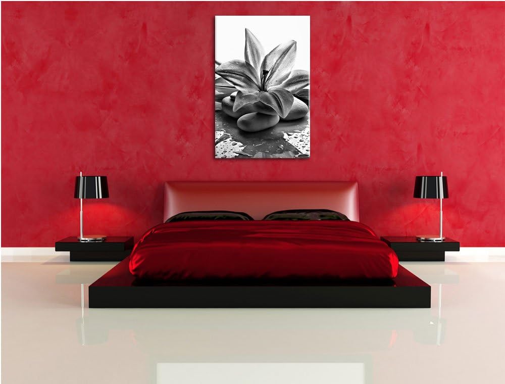 Pixxprint Blaue Lilie und Tulpe als Leinwandbild/Grösse: 100x70 / Wandbild/Kunstdruck/fertig bespann