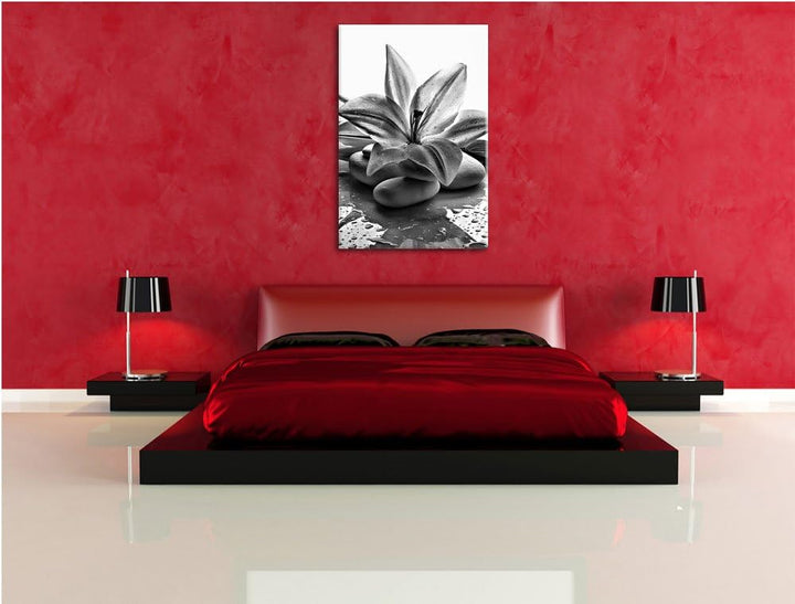 Pixxprint Blaue Lilie und Tulpe als Leinwandbild/Grösse: 100x70 / Wandbild/Kunstdruck/fertig bespann