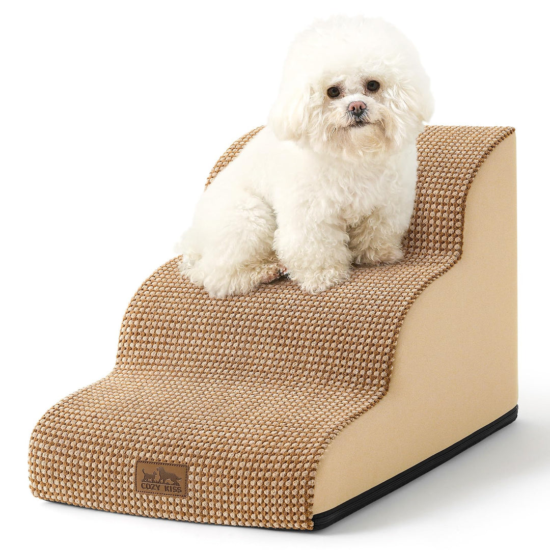 COZY KISS Hundetreppe für Kleine Hunde 40cm, Haustiertreppe für Couch aus Hochdichtem Schwamm, Hunde