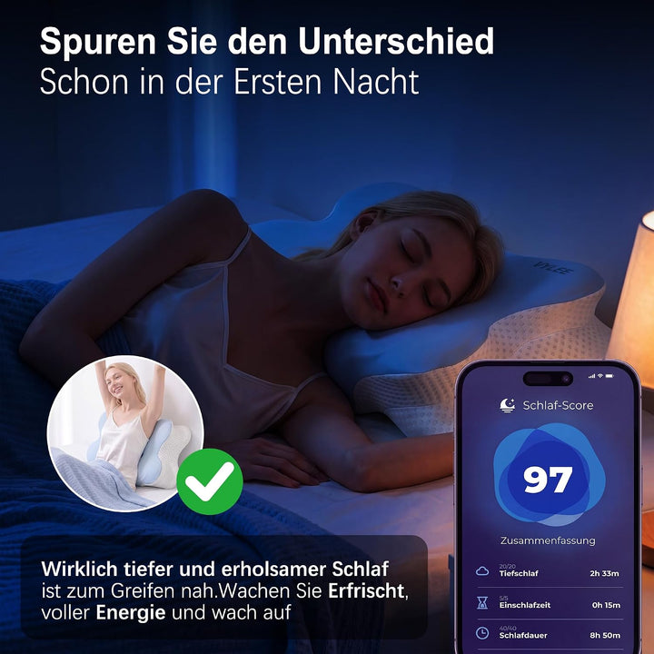 VYLEE Ergonomisches Nackenkissen Memory Foam Kopfkissen für Rücken-, Seiten- und Bauchschläfer, Schl
