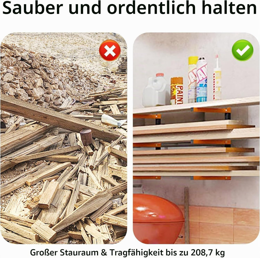 KESTY Holzlagerungs-Metallregal, kragarmregal Wandmontage und Holzlagerung 3-Ebenen, hält bis zu 360