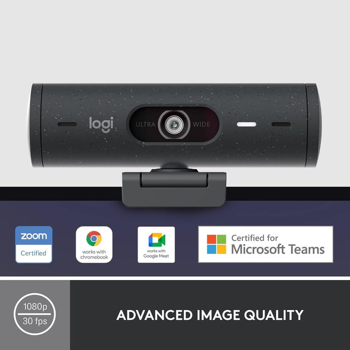Logitech Brio 500 Full HD Webcam mit automatischer Lichtkorrektur, Show-Modus, Dual-Rauschunterdrück