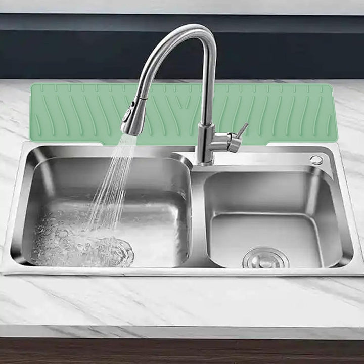 Sink Water Splash Guard, Foldable Silicone Drying Mat, 58x12.5cm, Versatile Drainage Pad for Kitchen