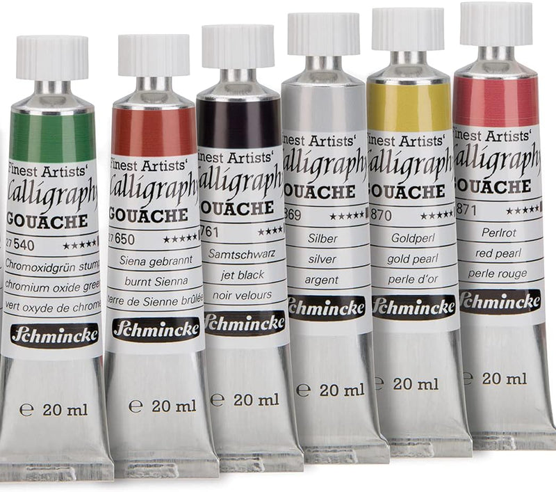 Schmincke - Calligraphy Gouache, 12 x 20 ml-Tuben, 72 028 097, 12 feinste Kalligraphie Farbtöne im H