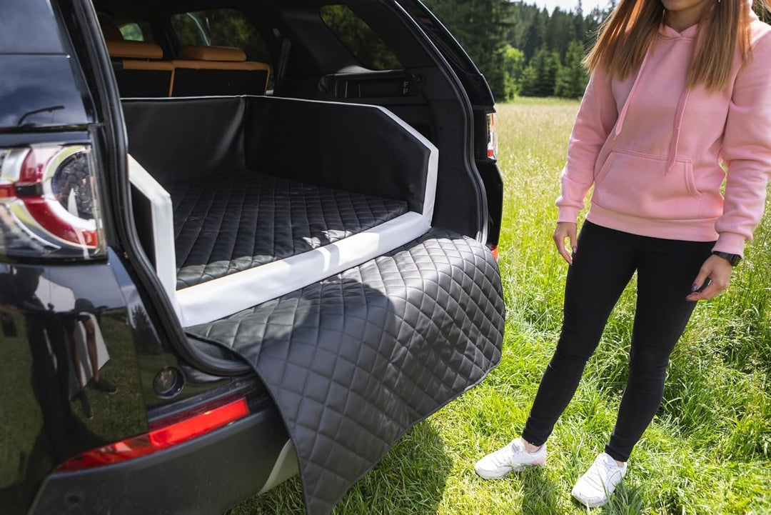 Velinda Autohundebett Reisebett Hundebett für Kofferraum Transportsystem 90x55cm (Farbe: schwarz - w