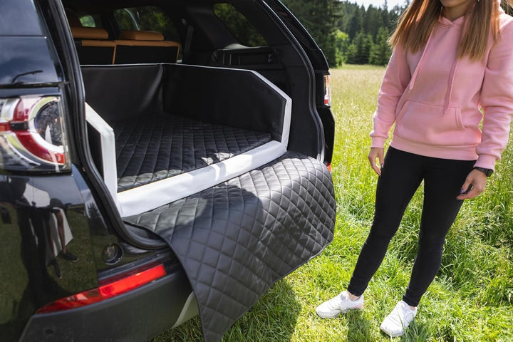 Velinda Autohundebett Reisebett Hundebett für Kofferraum Transportsystem 90x55cm (Farbe: schwarz - w