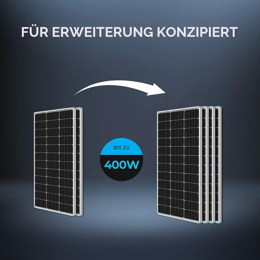 Renogy 12V 1kwh Solaranlage, Inselanlage Solar Set mit 200W 12V Monokristallin Solarmodul, 30A Solar