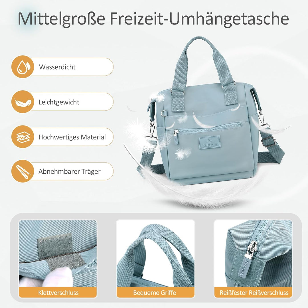 DIRRONA Beiläufig Damen Umhängetasche Multi Pocket Multi Fach Crossbody Bag Mittelgrosse Umhängetasc