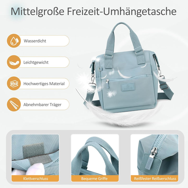 DIRRONA Beiläufig Damen Umhängetasche Multi Pocket Multi Fach Crossbody Bag Mittelgrosse Umhängetasc