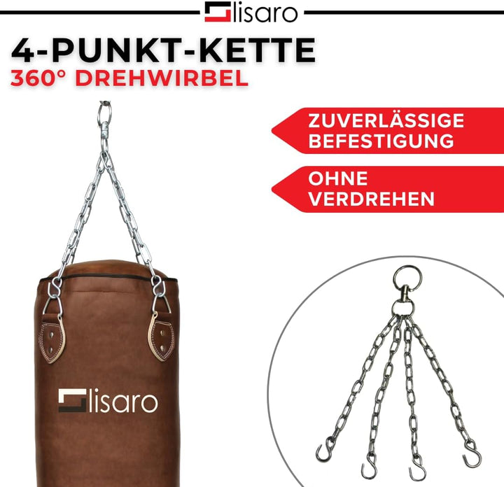 Lisaro Profi Boxsack 120/150 cm gefüllt/ungefüllt | Sandsack in Studioqualität für Boxen, Kickboxen