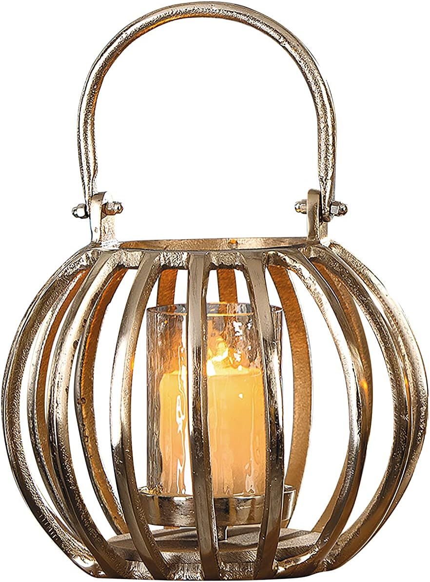 GILDE Kerzenleuchter Windlicht - aus Aluminium - Deko Wohnzimmer - Weihnachtslicht - Ø 23 cm Höhe 23