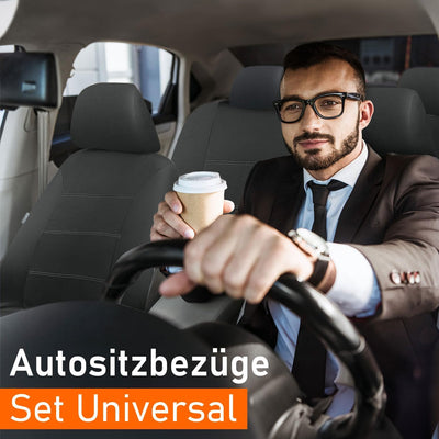 Upgrade4cars Autositzbezüge Set für die Vordersitze & Rückbank | Auto-Schonbezüge Universal in Schwa