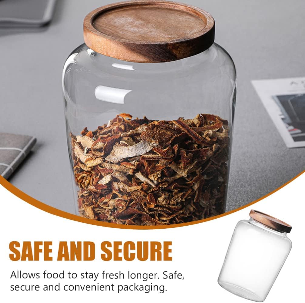 Cabilock Kornspeicher Glas Vorratsdose Vorratsgl? mit Holzdeckel Glasdose Teedose Gewürzdose Aufbewa