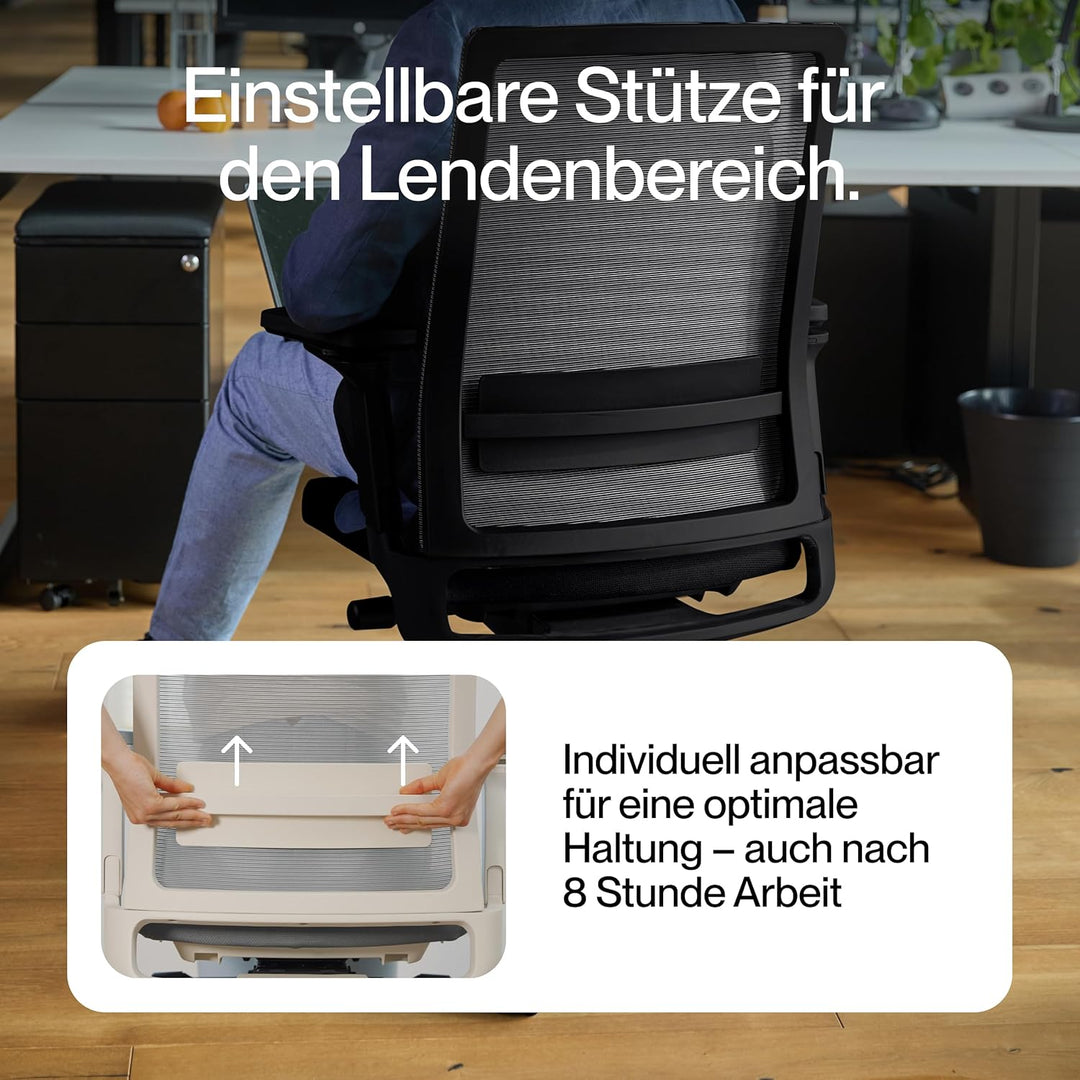 Active Bürostuhl Mattschwarz TESTSIEGER | Ergonomischer Schreibtischstuhl mit Synchronmechanik & ada