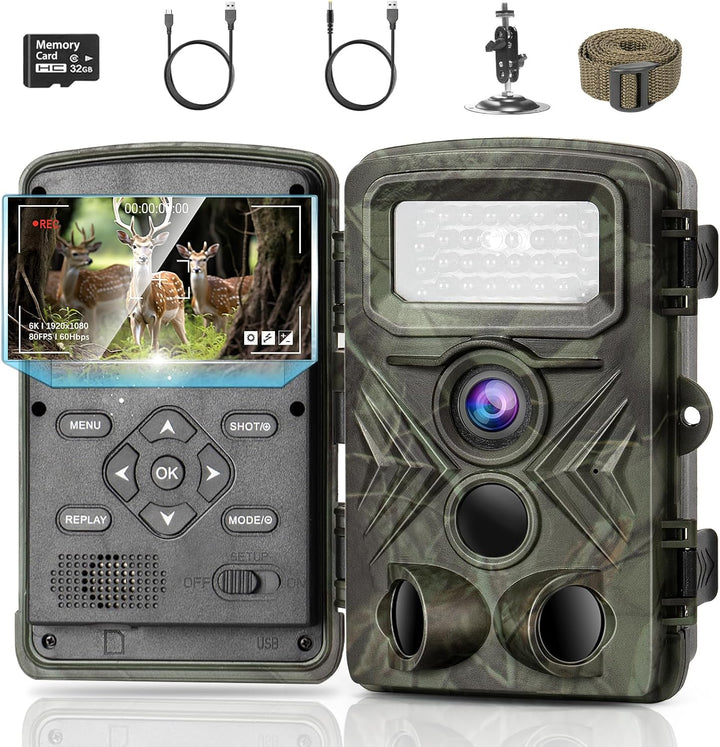 YOVOCA Wildkamera 2.7K 48MP, Wildkamera mit Bewegungsmelder Nachtsicht IP66 Wasserdicht Wildtierkame