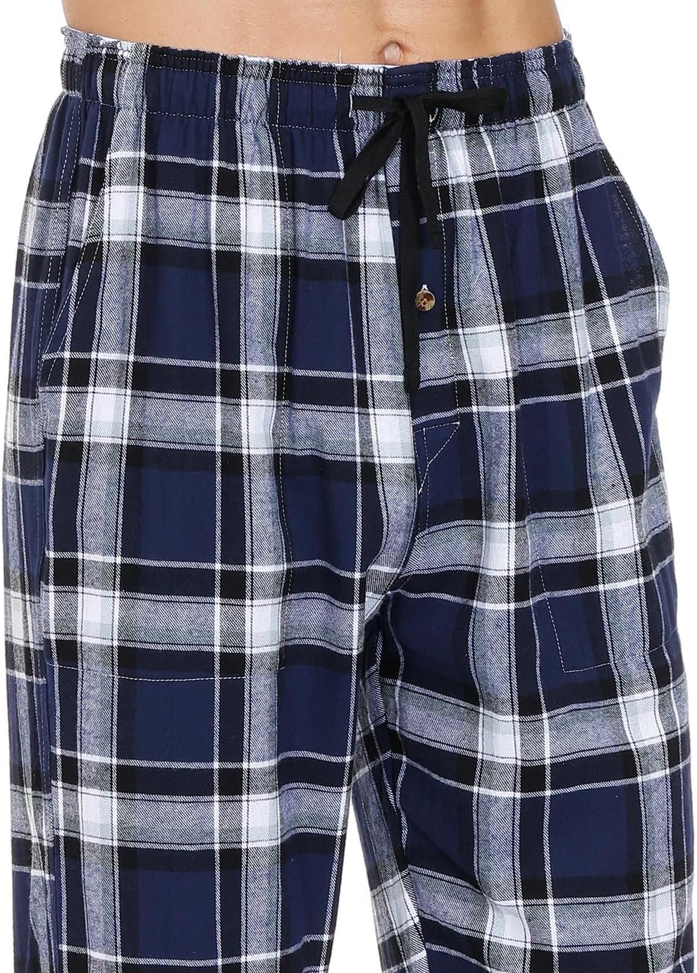 MoFiz Herren Pyjamahose Warm Lang Baumwolle Weich Schlafanzughose Kariert Winter Nachtwäsche Freizei