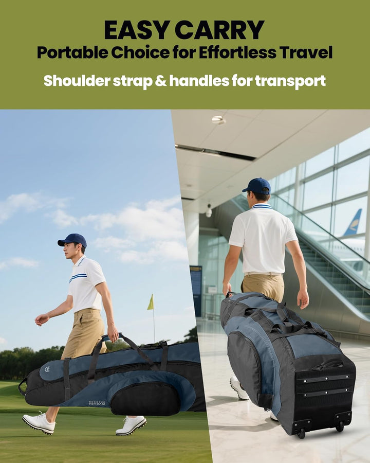OutdoorMaster Gepolstert Golf Reisetasche mit Verstärkte Räder, 900D Heavy Duty Oxford Abriebfestigk