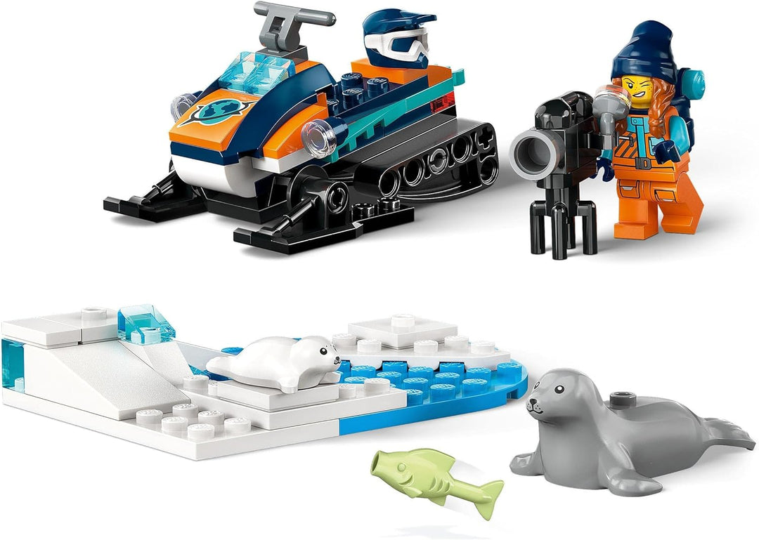 LEGO 60376 City Arktis-Schneemobil, Konstruktionsspielzeug-Set mit 3 Tier-Figuren und Einer Explorer